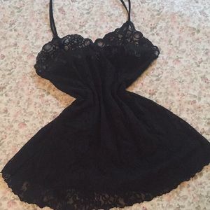 Vintage Arianne Sheer Black Lace Slip Dress